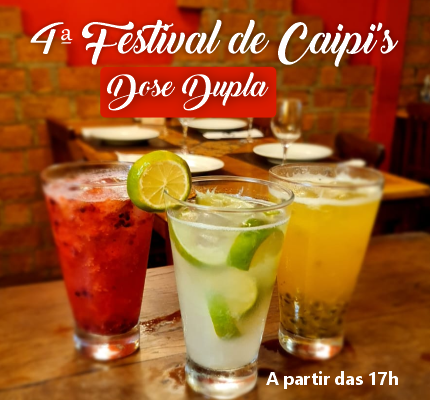 Promoção de Caips na Petisqueira Martinho. Festival de Caips é dose dupla, toda quarta-fveira, a partir das 17h,